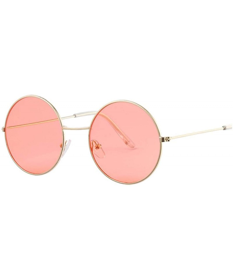 Oval Women Round Sunglasses Fashion Vintage Metal Frame Ocean Sun Glasses Shade Oval Female Eyewear - Gold Red - CB198AHS3H8 ...