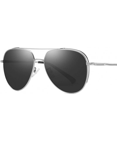 Oversized Polit Polarized Sunglasses for Men Women Driving UV400 Protection - Silver Grey - C518O53GMXH $21.62