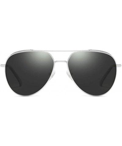 Oversized Polit Polarized Sunglasses for Men Women Driving UV400 Protection - Silver Grey - C518O53GMXH $10.39