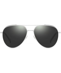 Oversized Polit Polarized Sunglasses for Men Women Driving UV400 Protection - Silver Grey - C518O53GMXH $10.39