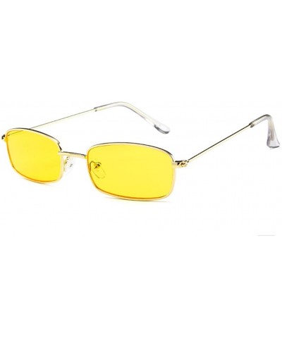 Oval Small Metal Frame Square Sunglasses Non Polarized Lens - Gold/Yellow - CV18EGN0MI0 $11.67