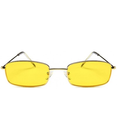 Oval Small Metal Frame Square Sunglasses Non Polarized Lens - Gold/Yellow - CV18EGN0MI0 $11.67