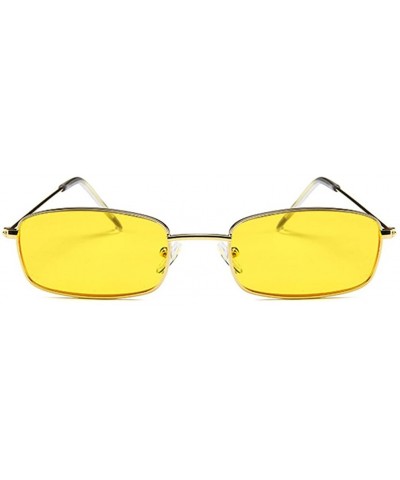 Oval Small Metal Frame Square Sunglasses Non Polarized Lens - Gold/Yellow - CV18EGN0MI0 $11.67
