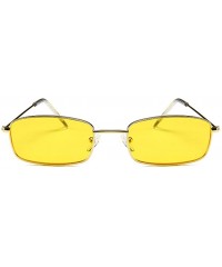 Oval Small Metal Frame Square Sunglasses Non Polarized Lens - Gold/Yellow - CV18EGN0MI0 $11.67