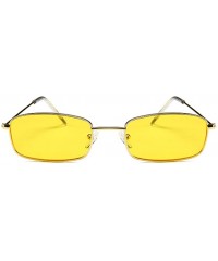 Oval Small Metal Frame Square Sunglasses Non Polarized Lens - Gold/Yellow - CV18EGN0MI0 $11.67