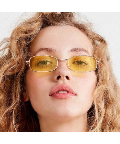 Oval Small Metal Frame Square Sunglasses Non Polarized Lens - Gold/Yellow - CV18EGN0MI0 $11.67