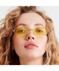 Oval Small Metal Frame Square Sunglasses Non Polarized Lens - Gold/Yellow - CV18EGN0MI0 $11.67