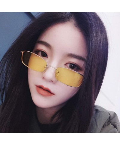 Oval Small Metal Frame Square Sunglasses Non Polarized Lens - Gold/Yellow - CV18EGN0MI0 $11.67