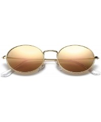 Oval Oval Sunglasses Vintage Round for Men and Women Metal Frame Tiny Sun - Gold & Pink - CC18R8XDE9K $6.63