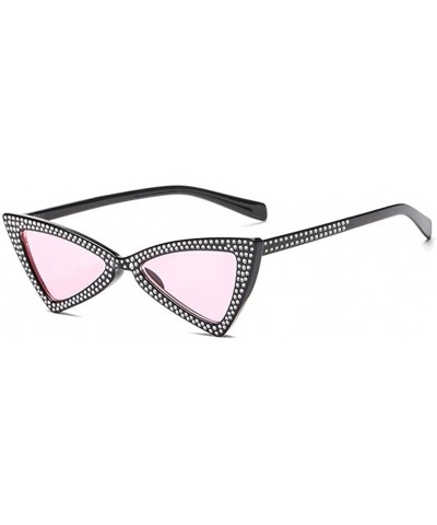 Cat Eye Triangle Sunglasses Women Sunshade Rhinestone Butterfly Frame Cat Eye Sun Glasses Female Black Eyewear UV400 - CP198O...