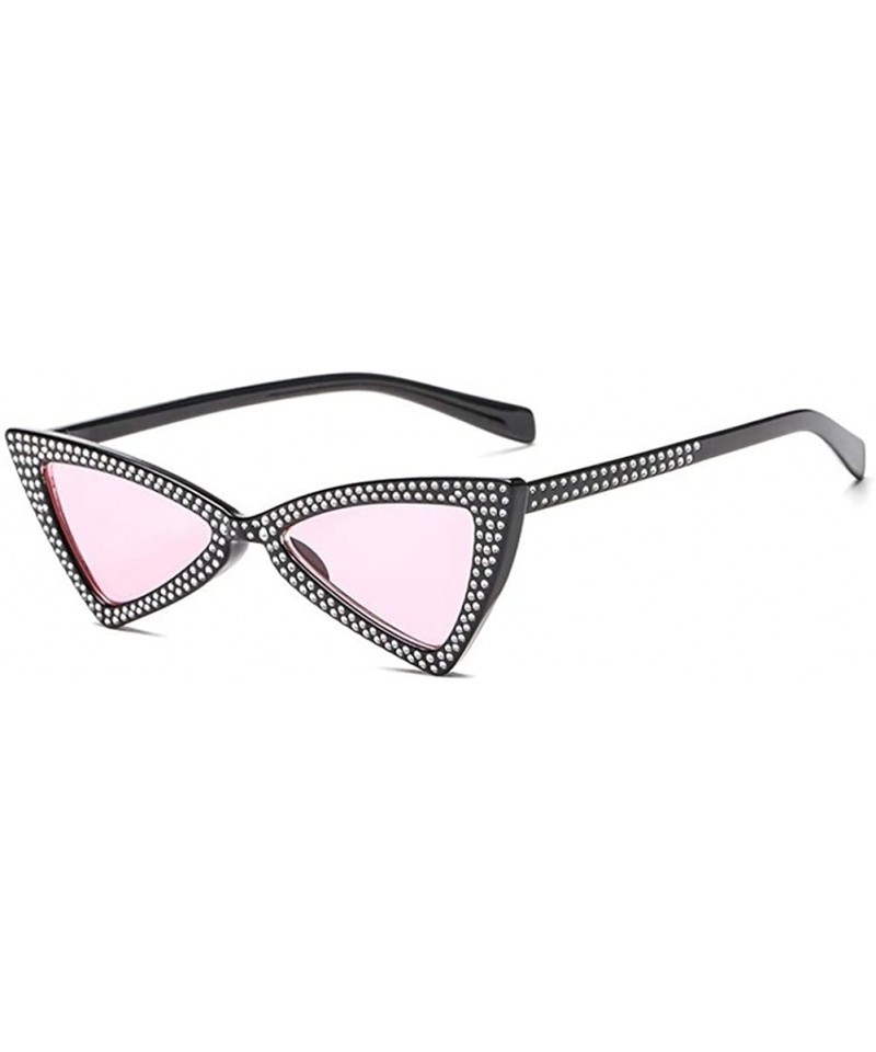 Cat Eye Triangle Sunglasses Women Sunshade Rhinestone Butterfly Frame Cat Eye Sun Glasses Female Black Eyewear UV400 - CP198O...