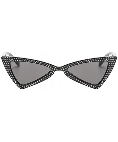 Cat Eye Triangle Sunglasses Women Sunshade Rhinestone Butterfly Frame Cat Eye Sun Glasses Female Black Eyewear UV400 - CP198O...