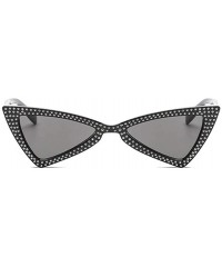 Cat Eye Triangle Sunglasses Women Sunshade Rhinestone Butterfly Frame Cat Eye Sun Glasses Female Black Eyewear UV400 - CP198O...