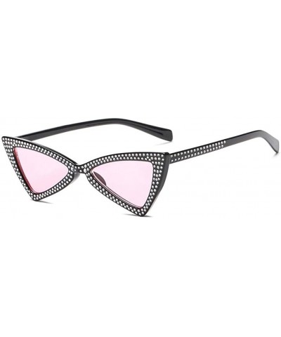 Cat Eye Triangle Sunglasses Women Sunshade Rhinestone Butterfly Frame Cat Eye Sun Glasses Female Black Eyewear UV400 - CP198O...