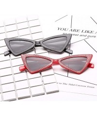 Cat Eye Triangle Sunglasses Women Sunshade Rhinestone Butterfly Frame Cat Eye Sun Glasses Female Black Eyewear UV400 - CP198O...