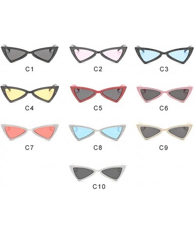 Cat Eye Triangle Sunglasses Women Sunshade Rhinestone Butterfly Frame Cat Eye Sun Glasses Female Black Eyewear UV400 - CP198O...