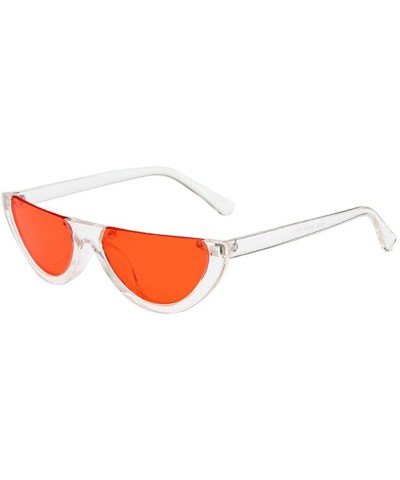 Oversized Sunglasses for Women Cat Eye Vintage Sunglasses Retro Semi-Rim Round Sunglasses Punk - F - CE18QMXNLGW $16.03