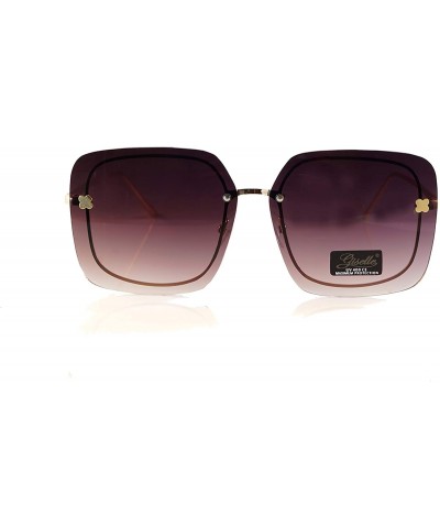 Square Oversize Square Inner Rim Oceanic Gradient Flat Lens Sunglasses A228 - Black - CH18HA3N7DZ $24.20