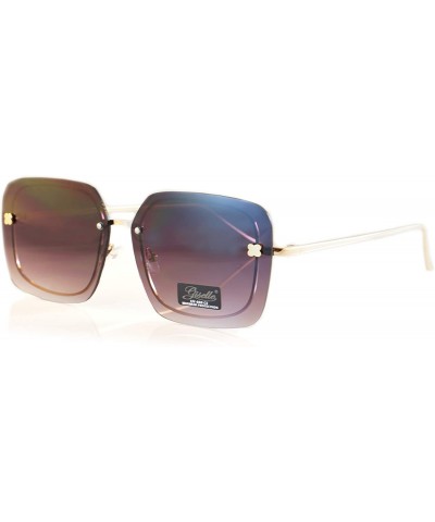 Square Oversize Square Inner Rim Oceanic Gradient Flat Lens Sunglasses A228 - Black - CH18HA3N7DZ $13.59