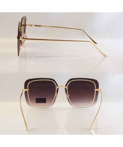 Square Oversize Square Inner Rim Oceanic Gradient Flat Lens Sunglasses A228 - Black - CH18HA3N7DZ $13.59