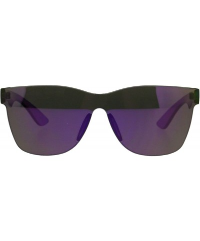 Square Monoblock Rimless Sunglasses Thick Square Plastic Frame Unisex Shades - Purple (Purple Mirror) - CE18GUTXCLI $24.39