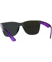 Square Monoblock Rimless Sunglasses Thick Square Plastic Frame Unisex Shades - Purple (Purple Mirror) - CE18GUTXCLI $24.39