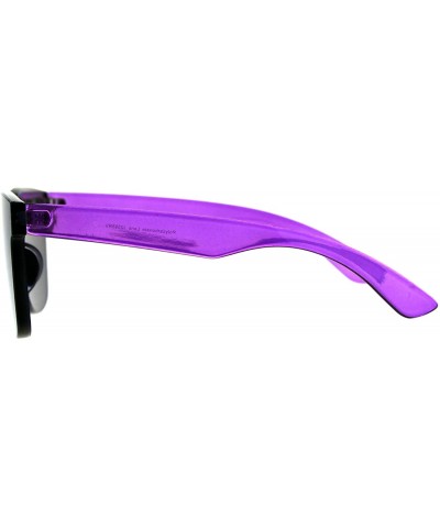 Square Monoblock Rimless Sunglasses Thick Square Plastic Frame Unisex Shades - Purple (Purple Mirror) - CE18GUTXCLI $13.62