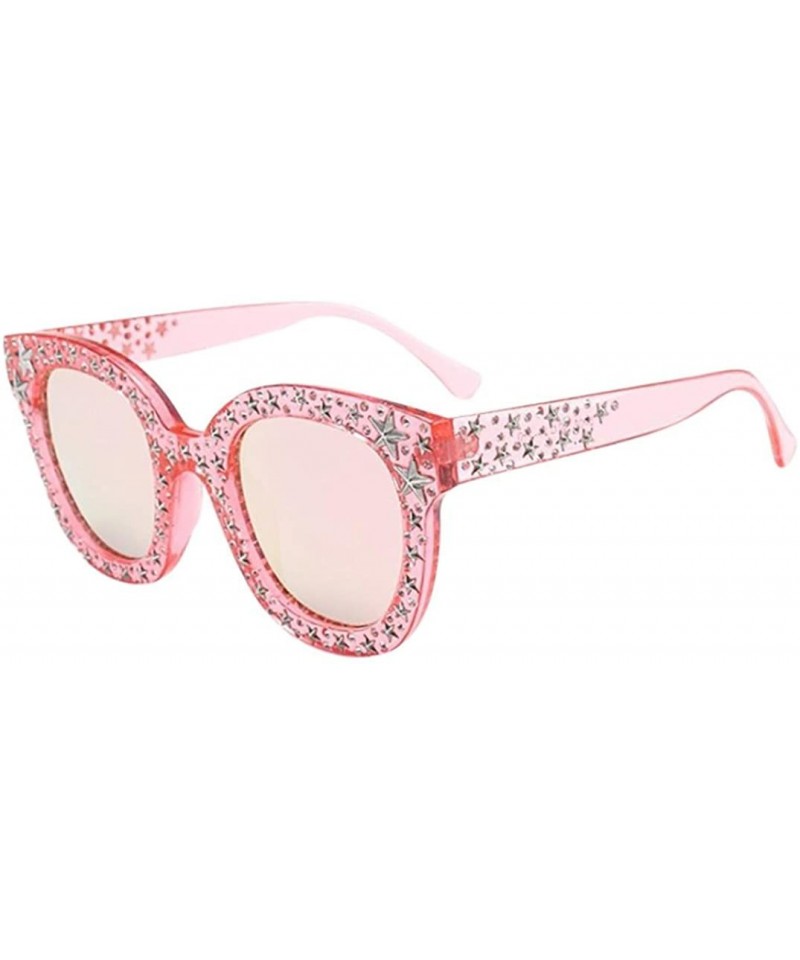 Goggle Womens Artificial Diamond Cat Eye Quadrate Star Big Frame Polarized Classic UV Protect Sunglasses (C - One) - CZ18D2AH...
