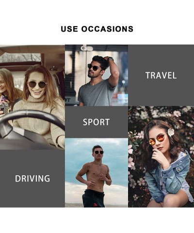 Sport Round Retro Polarized Sunglasses for Men and Women- Vintage Classic Eyewear Style Frame for Driving/Travel/Sport - C019...