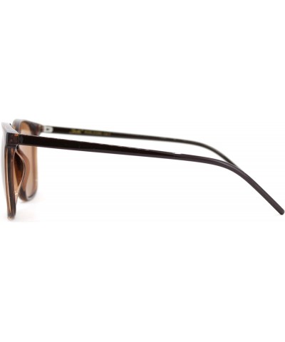 Rectangular Womens Boyfriend Style Thin Horn Rim Keyhole Sunglasses - All Brown - CS18U0KSKRS $8.87