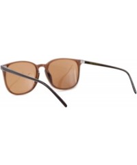 Rectangular Womens Boyfriend Style Thin Horn Rim Keyhole Sunglasses - All Brown - CS18U0KSKRS $8.87