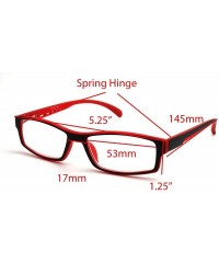 Rectangular Soft Matte Black w/ 2 Tone Reading Glasses Spring Hinge 0.74 Oz - Matte Black Red - CA12C1Y0E4B $19.46