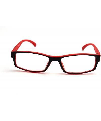Rectangular Soft Matte Black w/ 2 Tone Reading Glasses Spring Hinge 0.74 Oz - Matte Black Red - CA12C1Y0E4B $19.46