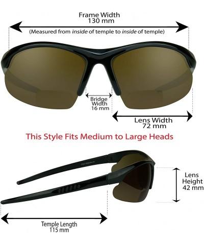 Wrap Polarized Bifocal Sunglasses Men Women Anti Glare Lens Snug Wraparound - Brown - CL11BI1YJMR $23.53