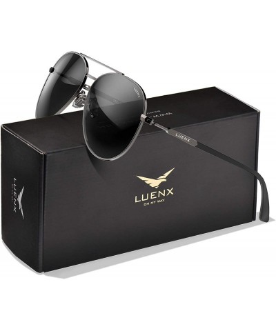 Sport Aviator Sunglasses for Men Women-Polarized Driving UV 400 Protection with Case - 1-black/Gun Frame - CX18T9O65AT $30.31
