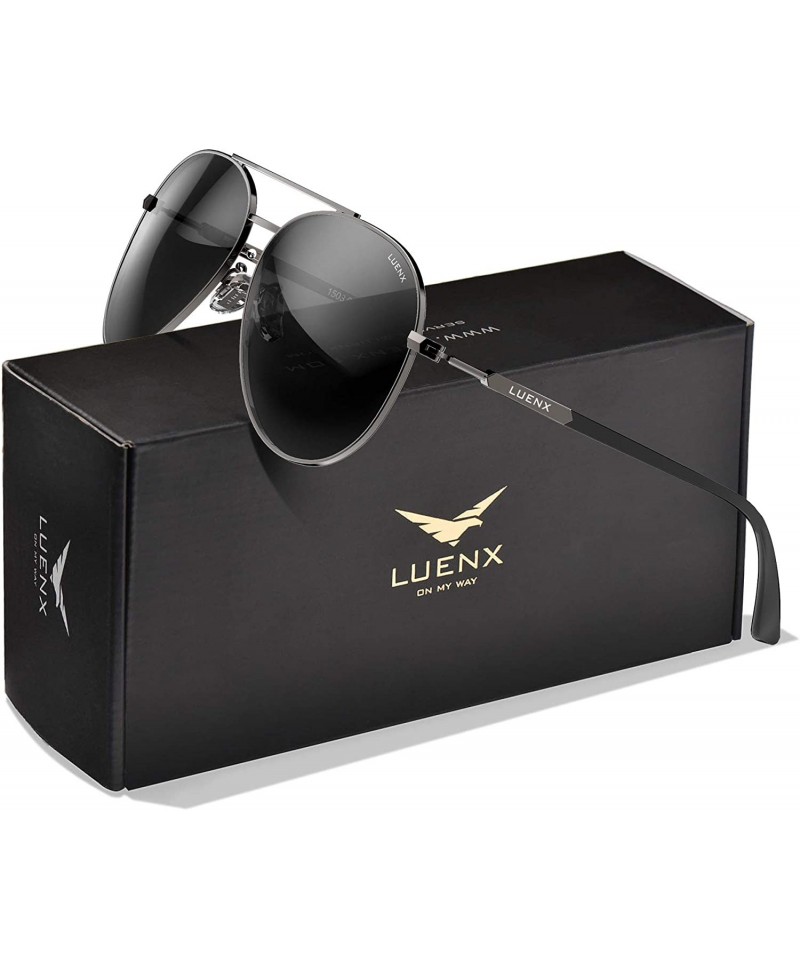Sport Aviator Sunglasses for Men Women-Polarized Driving UV 400 Protection with Case - 1-black/Gun Frame - CX18T9O65AT $14.56