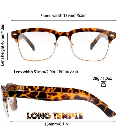 Round Semi Rimless Sunglasses Women Men Retro Brand Sun Glasses - Gift Box Package - C21-tortoise & Shiny Black- Clear - C318...