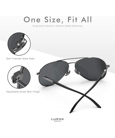 Sport Aviator Sunglasses for Men Women-Polarized Driving UV 400 Protection with Case - 1-black/Gun Frame - CX18T9O65AT $14.56