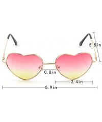 Round Vintage Heart Shape Sunglasses UV400 Color Coated Metal Frame Eyewear - Pink Yellow - C819CD3XO36 $11.67