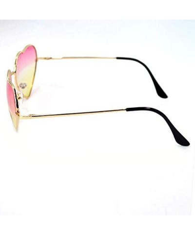 Round Vintage Heart Shape Sunglasses UV400 Color Coated Metal Frame Eyewear - Pink Yellow - C819CD3XO36 $11.67