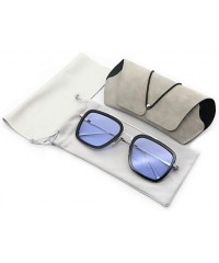 Aviator Vintage Aviator Sunglasses Classic Glasses - Blue - CT18W6H4K6W $12.29