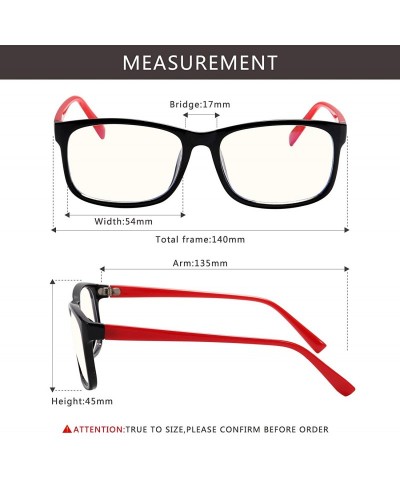 Square Radiation Protection glasses Square Eyeglasses Frame Anti Blue Light Blocking glasses - Black / Red - CP18OLZIMHT $14.89