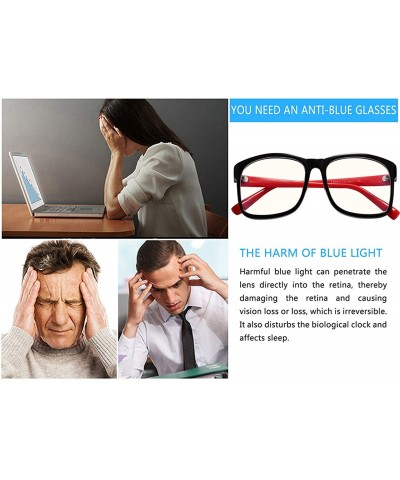 Square Radiation Protection glasses Square Eyeglasses Frame Anti Blue Light Blocking glasses - Black / Red - CP18OLZIMHT $14.89