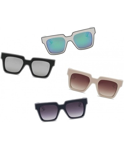 Square Women Fashion Retro Vintage Oversized Square Sunglasses - Gray - CD18I55CE0Z $8.78