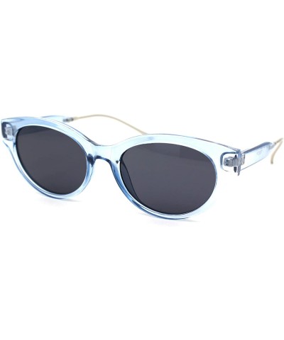 Oval Womens Oval Round Horn Rim Thick Plastic Mod Sunglasses - Blue Black - C318YIGEKDK $18.71