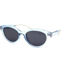 Oval Womens Oval Round Horn Rim Thick Plastic Mod Sunglasses - Blue Black - C318YIGEKDK $12.05