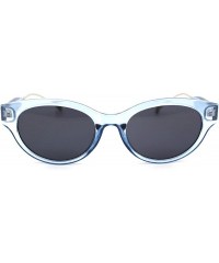 Oval Womens Oval Round Horn Rim Thick Plastic Mod Sunglasses - Blue Black - C318YIGEKDK $12.05