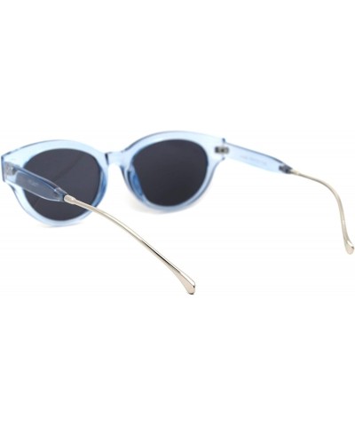 Oval Womens Oval Round Horn Rim Thick Plastic Mod Sunglasses - Blue Black - C318YIGEKDK $19.74