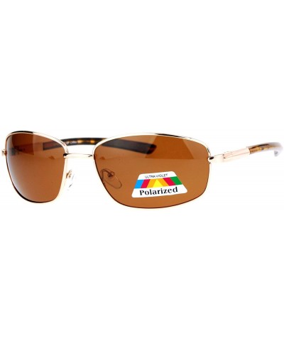 Sport Antiglare Polarized Lens Mens Metal Warp Sport Sunglasses - Gold Brown - C412MF4P5FP $23.29