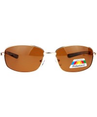 Sport Antiglare Polarized Lens Mens Metal Warp Sport Sunglasses - Gold Brown - C412MF4P5FP $10.21